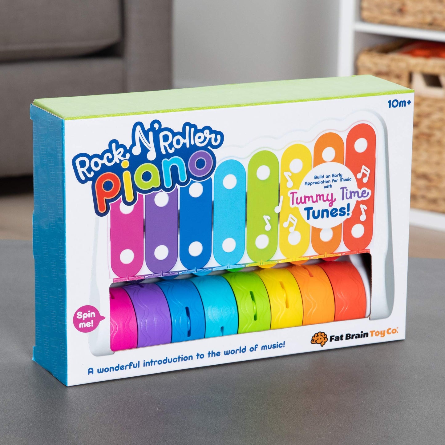Fat Brain Toys Rock 'N Roller Piano - Musical Bells for Babies & Toddlers, Multicolor, Model FA281-1, Durable Plastic
