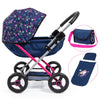 Bayer Design Dolls: Pram Cosy - Blue, Pink, Hearts - Includes Blanket & Shoulder Bag, Fits Dolls Up To 18'', Features Soft Handl