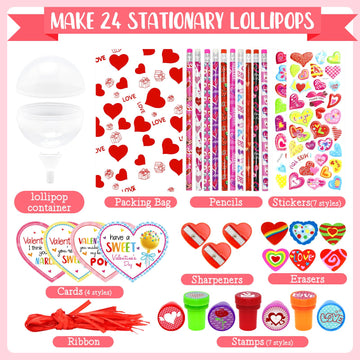 Pseutio 24 Pack Valentines Day Gifts for Kids Classroom, Valentines Day Cards for Kids School Valentines Stationery with Valenti