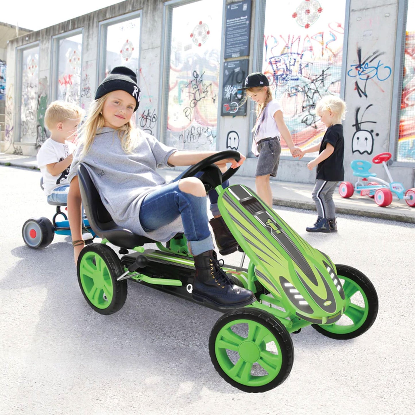 Hauck Hurricane Pedal Go Kart, Ride-On Toy W/ Rubber Tires & Handbrake, For Kids Ages 4-10