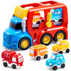 Vroomix Jova Toddler Truck Toys for Age 2-4, Carrier Transport Trucks for Kids 2 3 4 5 Year Old Boy, 4 Pack Car Toys Including S