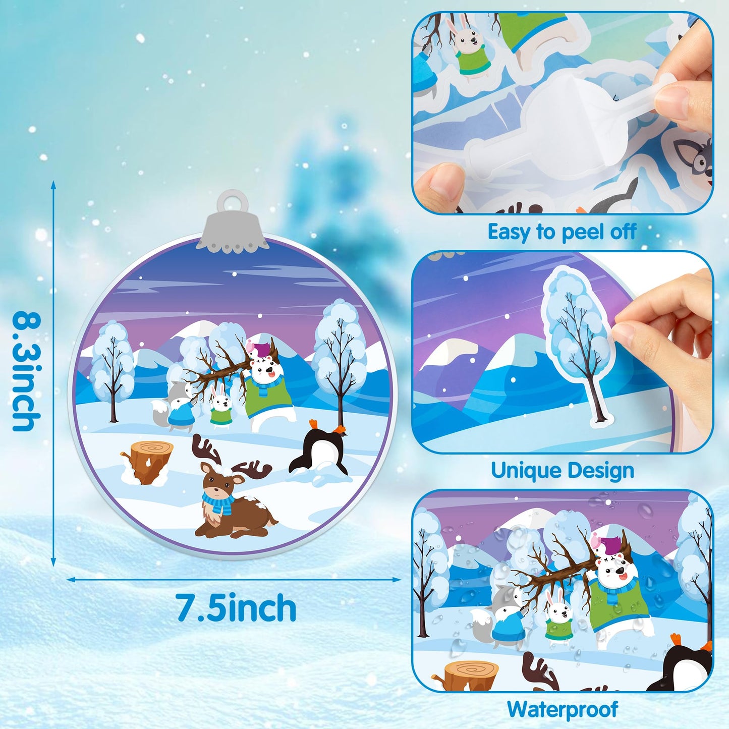 Cy2Side 12 Set Winter Polar Animal Sticker Scene For Kids Make A Winter Scene With Polar Animals Make Your Own Snowy Bear Sticker Craft Diy Art Crafts For Kids Holiday Class