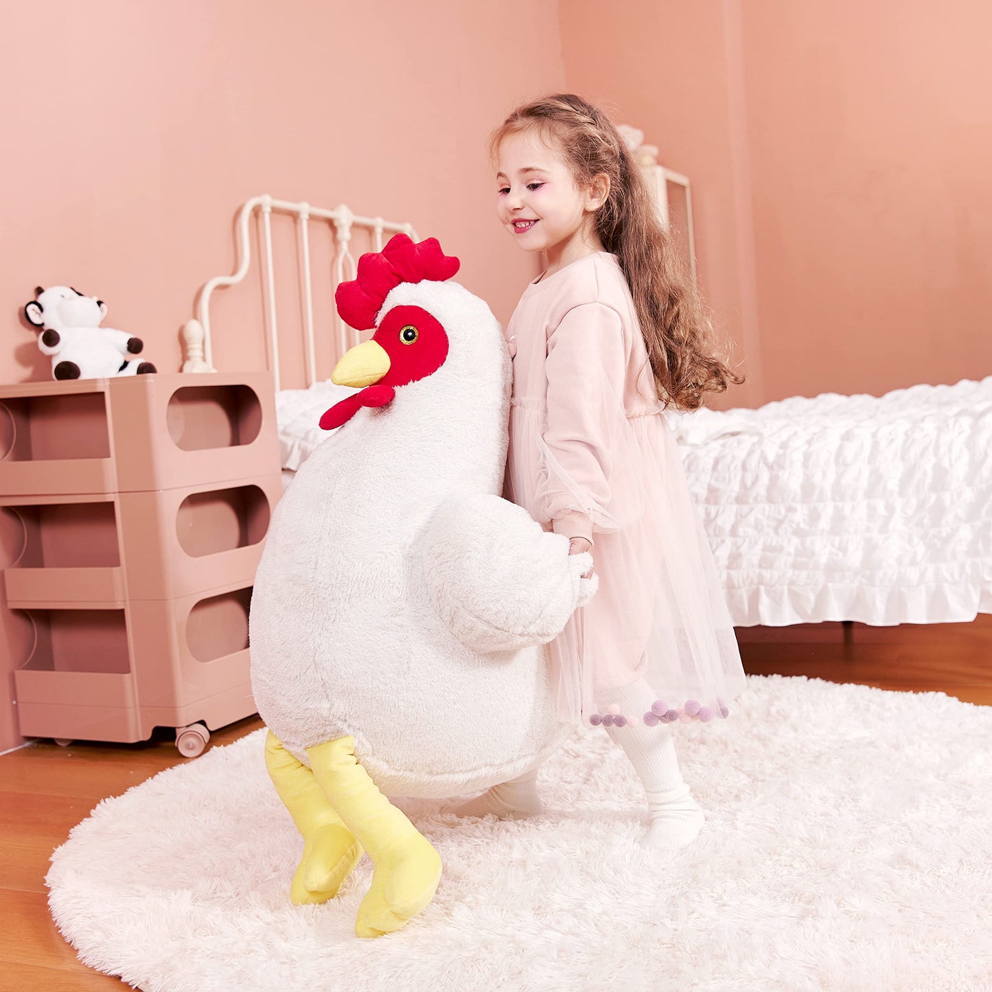 IKASA Giant Chicken Plush Toy, 23" Soft Fluffy Hen, Vinyl Material, Cute Jumbo Size, Perfect Gift for Kids