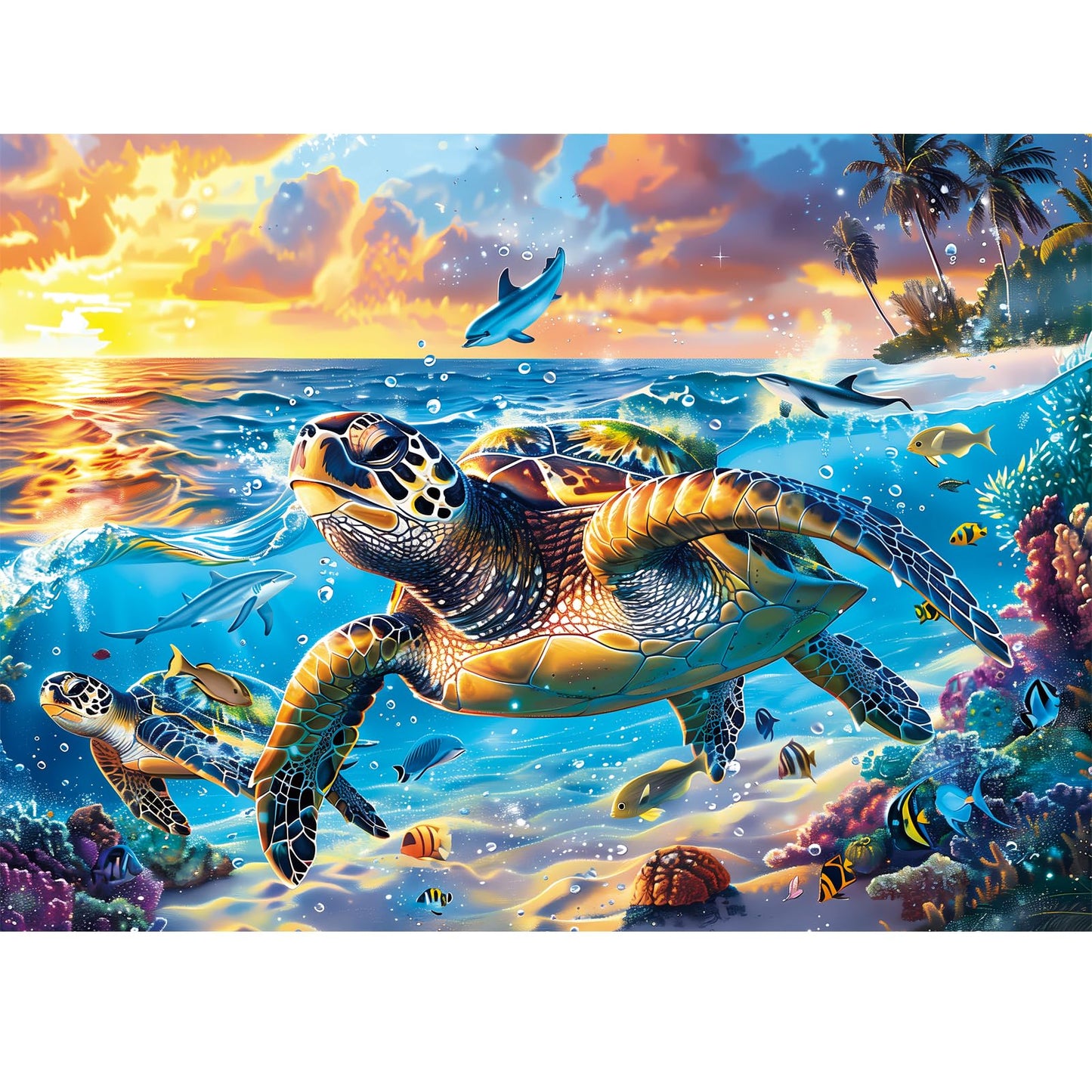 500 Piece Puzzle for Adults-Sea Turtle Puzzle| Recycled Cardboard Jigsaw Puzzles 500 Pieces | Challenging Family Activity Great
