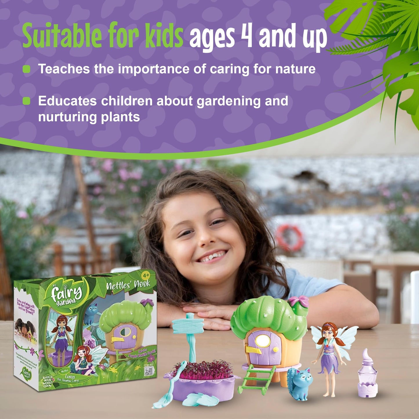 My Fairy Garden Mini Terrarium Kit - Nettles’ Nook with Fairy & Cat Doll - Multi Color, Model 3731, Educational Playset for Kids 4+