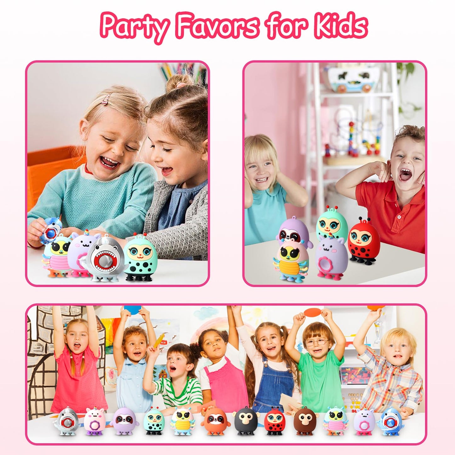 Pop Party Favors For Kids,3D Pop Animals Its Fidget Toys,Silicone Animal Suction Toys,Birthday Gifts For Boys & Girls,Goodie Bag