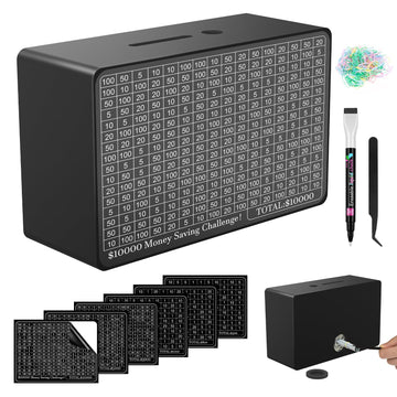 Wooden Money Saving Box, Cash Vault Savings Box For $10000 $5000 $3000 $1000 $800 $500 Target Money Saving Challenge, Reusable M