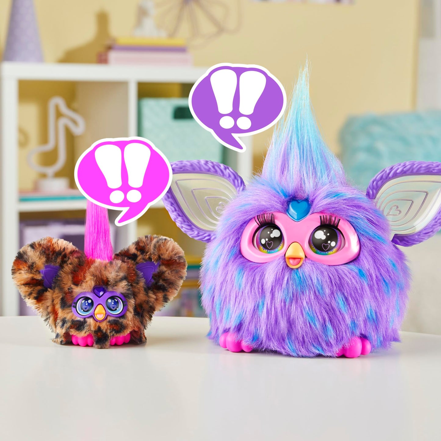 Furby Furblets Chee-Chee Mini Friend, Electronic Plush Toys For Girls & Boys 6+, Cheetah Print, Speaks Furbish & Plays Music, Series 4