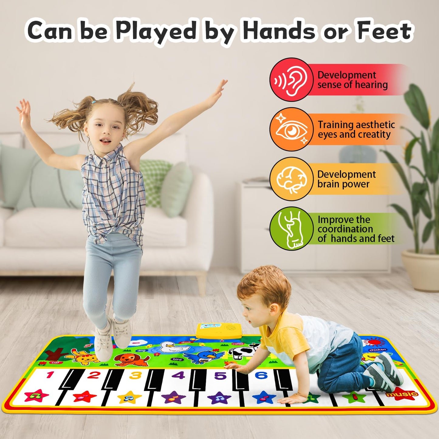 Piano Mat - 53' X 23' Musical Mat 8 Animals Sounds Dance Mat For Kids Touch Play Dancing Mat Toy Gifts For 3 4 5 6 Year Old Girls Boys