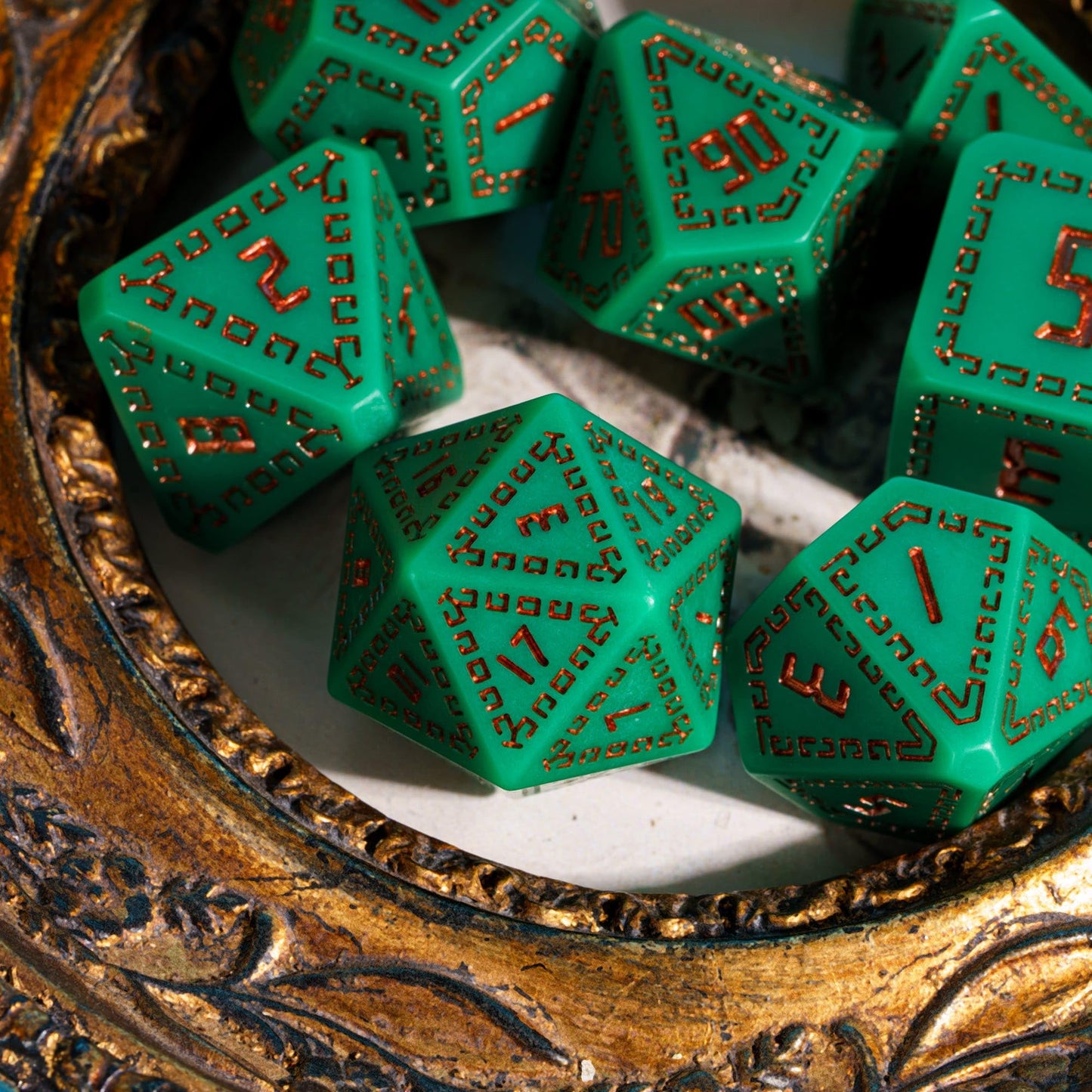 HDdais DND Dice Set, 7PCS Polyhedral Dice Set D&D for MTG Dungeons and Dragons Role Playing Game(Green)