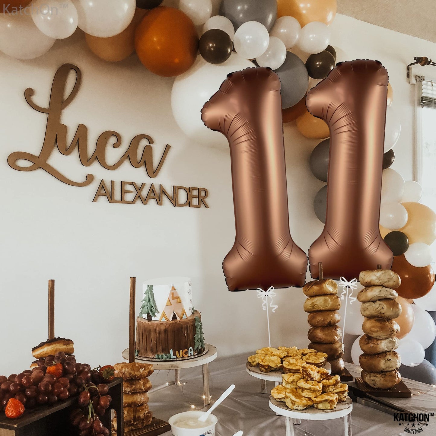 Katchon, Huge Coffee Brown 11 Balloons Number - 40 Inch, Brown Number Balloons 11 | Coffee Birthday Decorations For Boy | Brown Party Supplies | 11 Balloons Number For 11Th Birthday Party Decorations