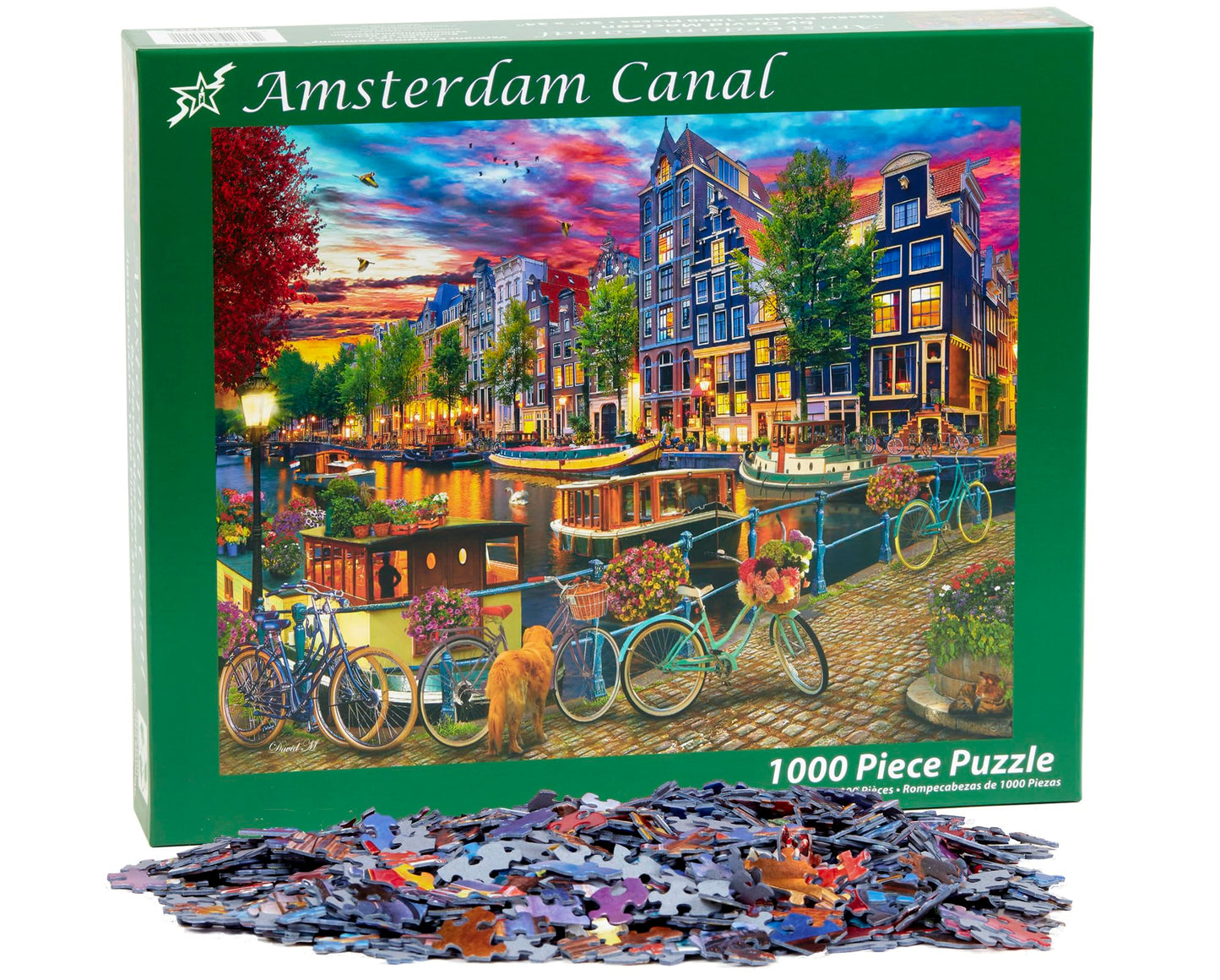 Vermont Christmas Company 'Amsterdam Canal' Jigsaw Puzzle 1000 Piece - Large Pieces - Fully Interlocking & Randomly Shaped Pieces