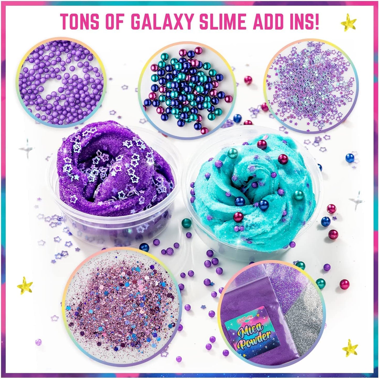 Girlzone Cosmic Cloud Slime Kit, Premade Galaxy Slime Kit For Girls With Slime Glitter And Inks, Slime Fun Straight Out Of The T