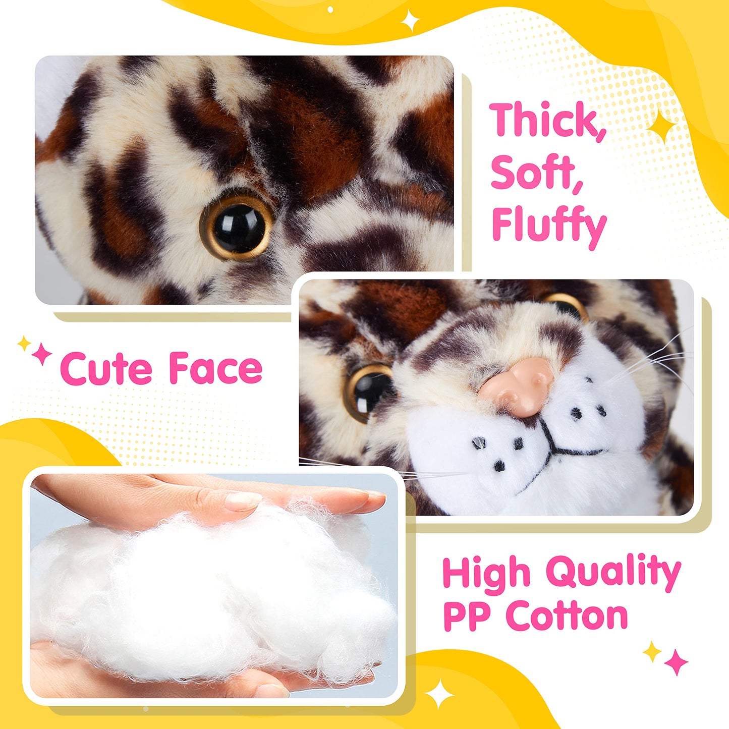 BSTAOFY Light Up Cheetah Plush LED Night Light - 10'' Stuffed Animal, 100% PP Cotton, Glow in the Dark, Model YZTF0323