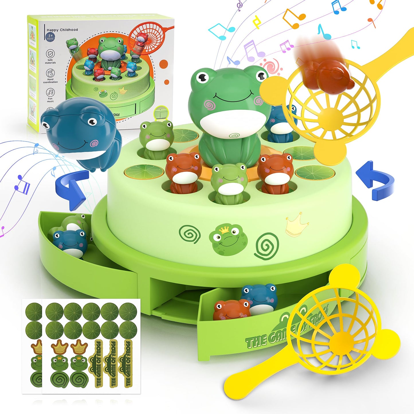Uneede Frog Bounce And Catch Game Toys,Popping Board Games For Kids Age 4-6,Frog Pop Up Game,Catching Music Games For Kids 4-8 8