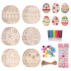 Hbell Easter Wooden Crafts Wood Ornaments Kits,Easter Wooden Egg Crafts Diy Eggs Hanging Set For Kids Easter Party Supplies Kids