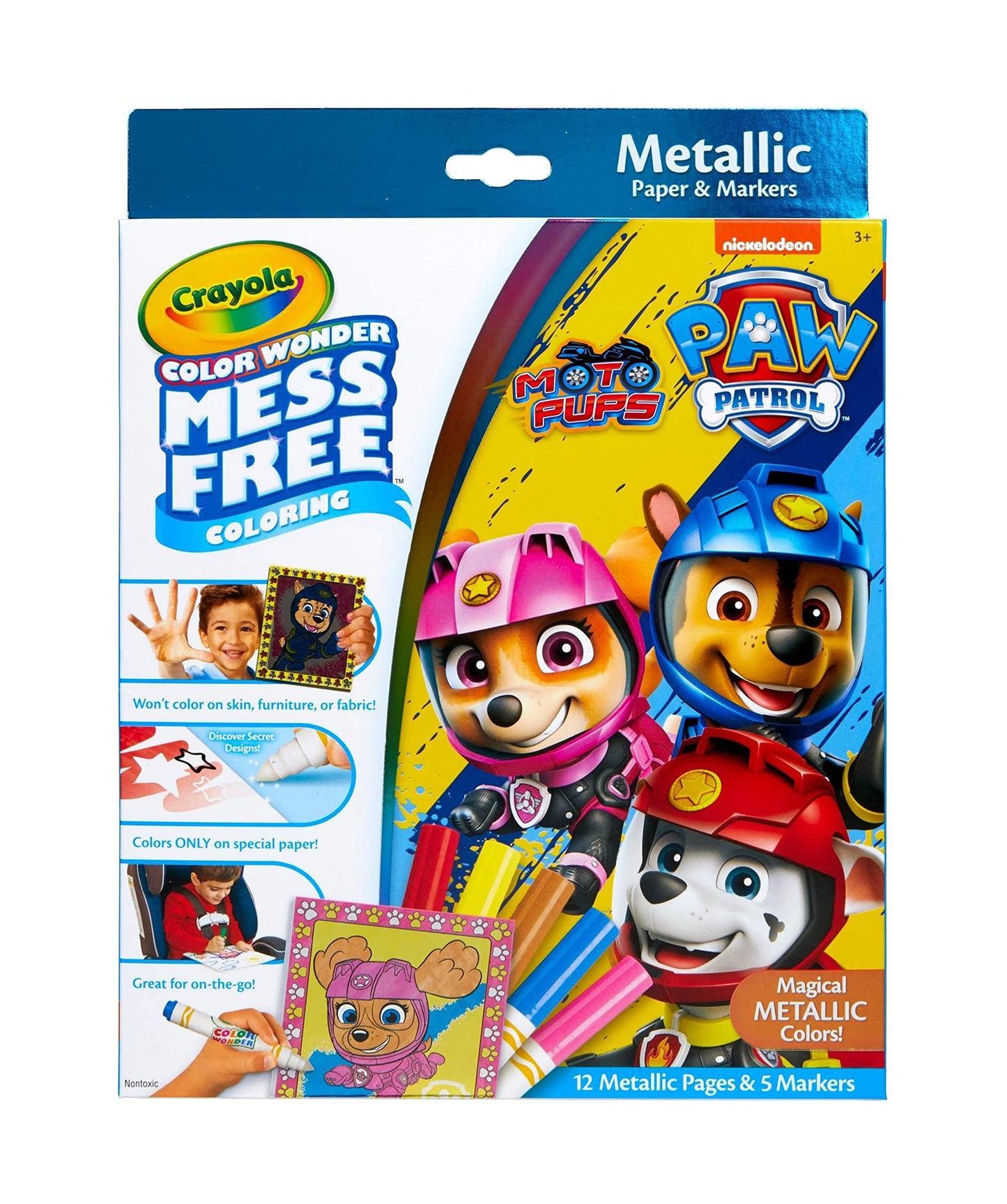 Crayola Paw Patrol Color Wonder Metallic Mess Free Coloring Set, Gift for Kids, 3, 4, 5, 6