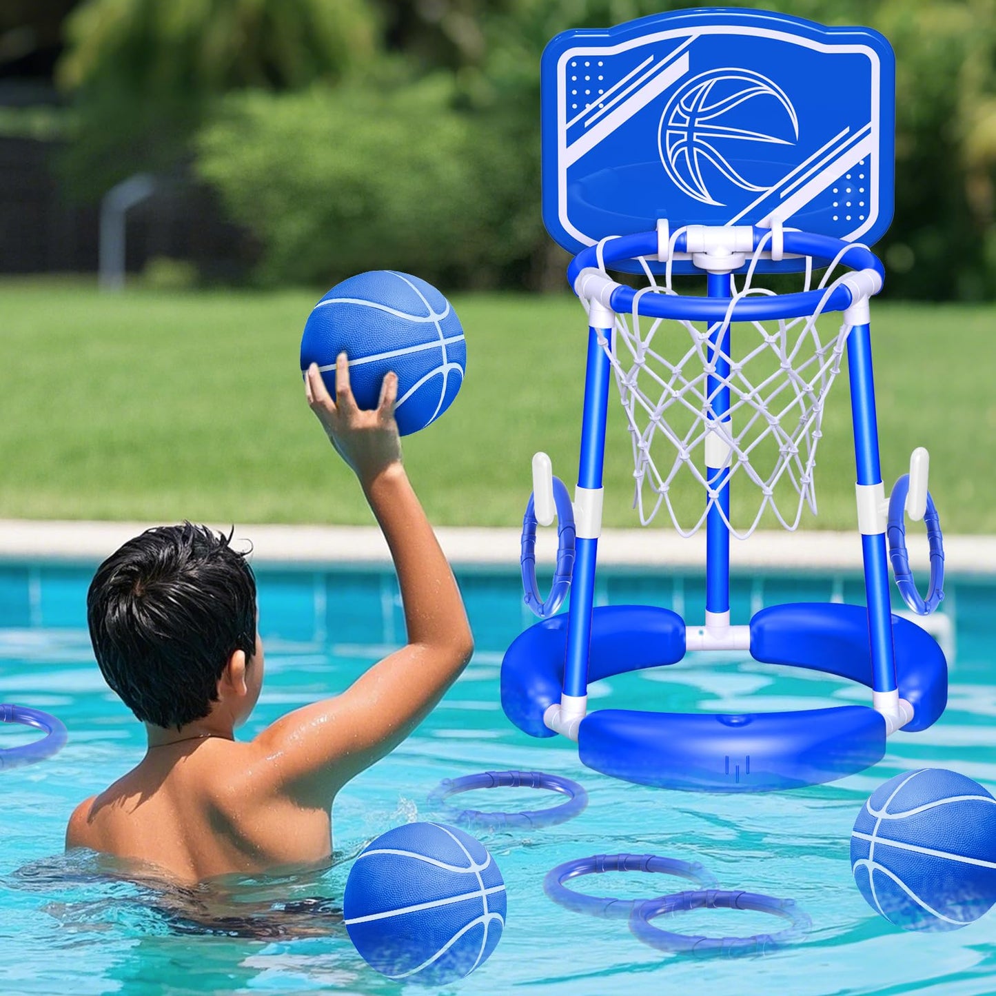 Springflower Pool Basketball Hoop With Backboard, Kids & Adults Swimming Pool Floating Basketball Pool Game,Pool Floating Basket