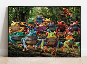 Colorful Frog Puzzle 1000 Piece For Adults, Rainbow Frogs Jigsaw Puzzle Nature, Forest Animal Scenic Puzzles