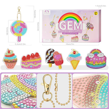Matharago Diamond Art For Kids 6 Pcs Diy Diamond Painting Girls Keyrings Set, Painting By Number Gem Keychains Craft Kits For Ki