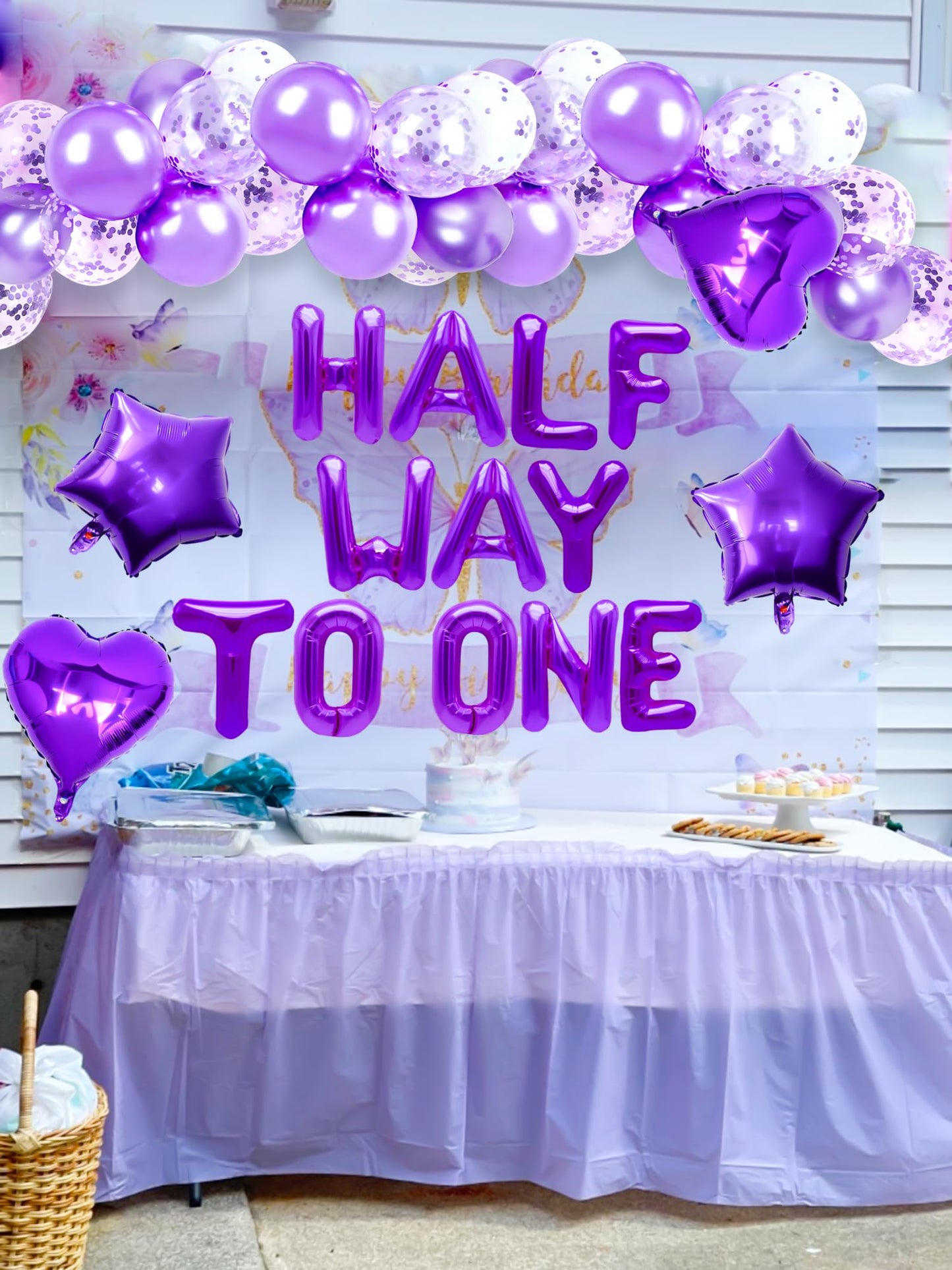 Jevenis Purple Half Way To One Balloons Half Way To One Decoration Half Birthday Decoration Half Birthday Balloons Half Birthday Party Supplies
