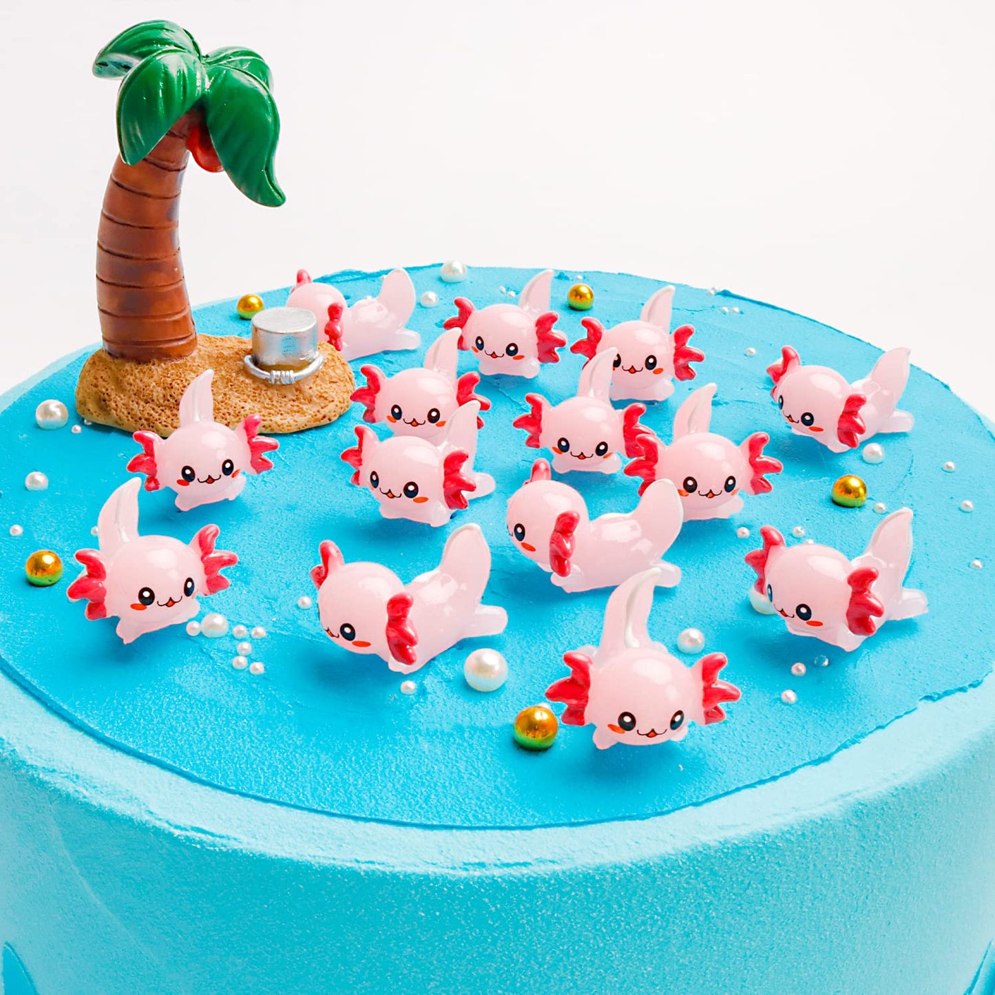 X Hot Popcorn 30PCS Mini Axolotl Colorful Mini Resin Axolotl Figurines Charms Tiny Animal Figures Cute Axolotl Cake Topper Axolo