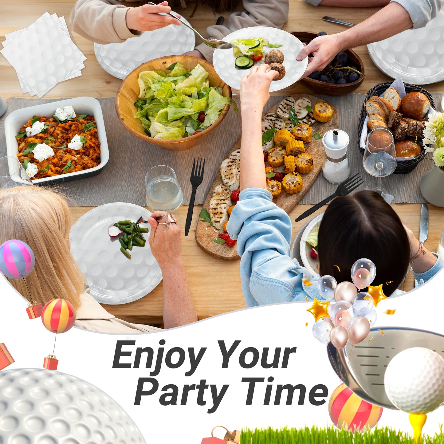 Lmjunzz 120 Pcs Golf Party Supplies Bundle Paper Plates Napkins Forks Golf Party Birthday Decorations For Kids Serves 30