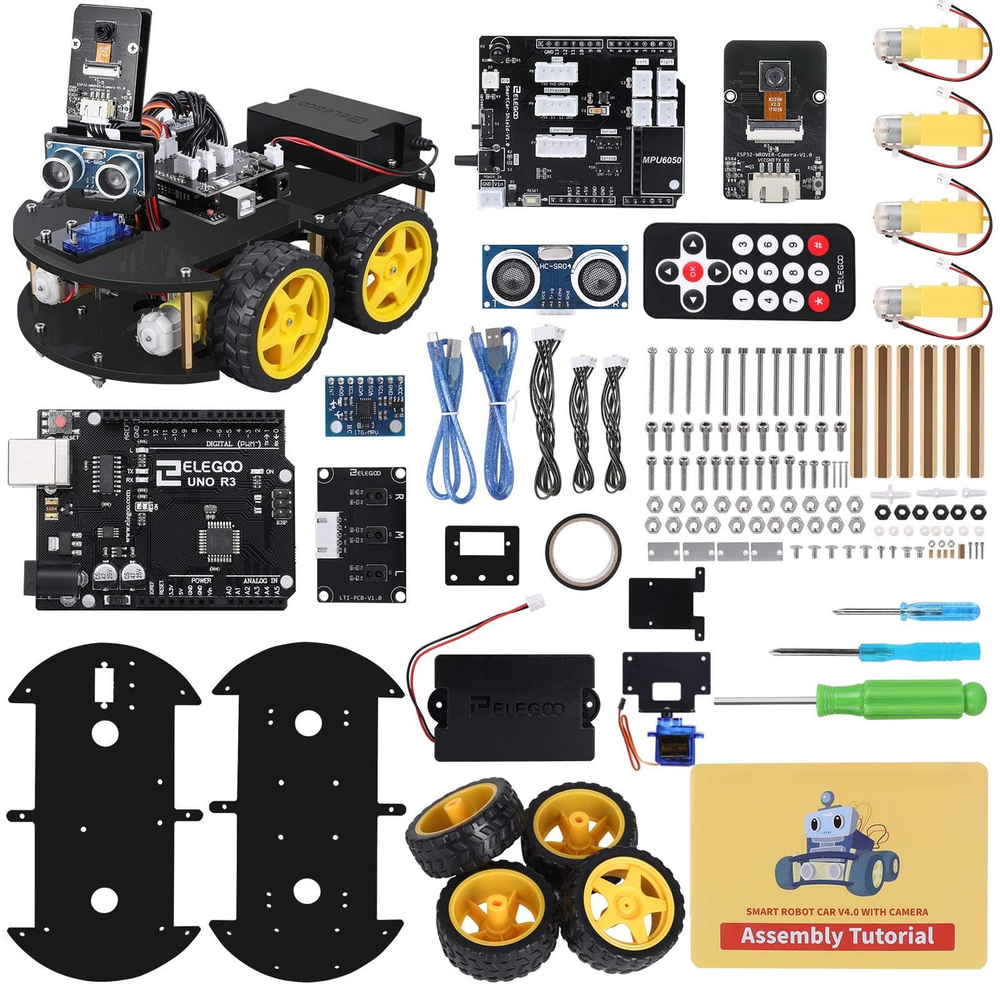 Elegoo Uno R3 Smart Robot Car Kit V4 For Arduino Robotics For Kids Ages 8-12 12-16 Stem Science Kits Coding Gifts For 8 9 10 11 12 13 14 15 16 Year Old Boys Girls Teens Cool Engineering Building Toys