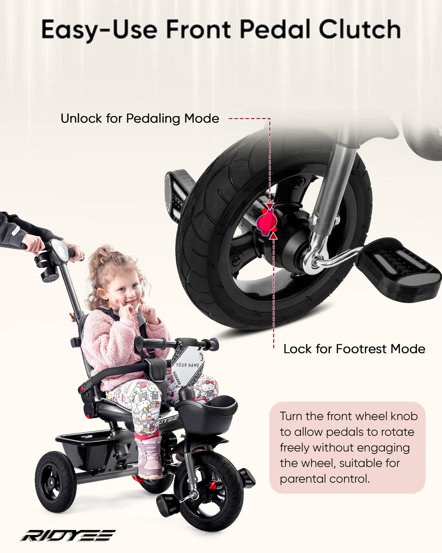 Ridyee 7-In-1 Tricycle For 18 Months To 5 Years, Rotatable Seat For Toddlers 1.5-3, Tricycle For 3-5 Years With Diy Stickers, Al