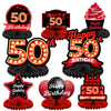 Happy 50Th Birthday Red And Black Table Honeycomb Centerpieces Balloons Theme Decor Table Decorations Table Toppers For Girls Women Princess 50 Years Old Birthday Party Bday Supplies Background Gold