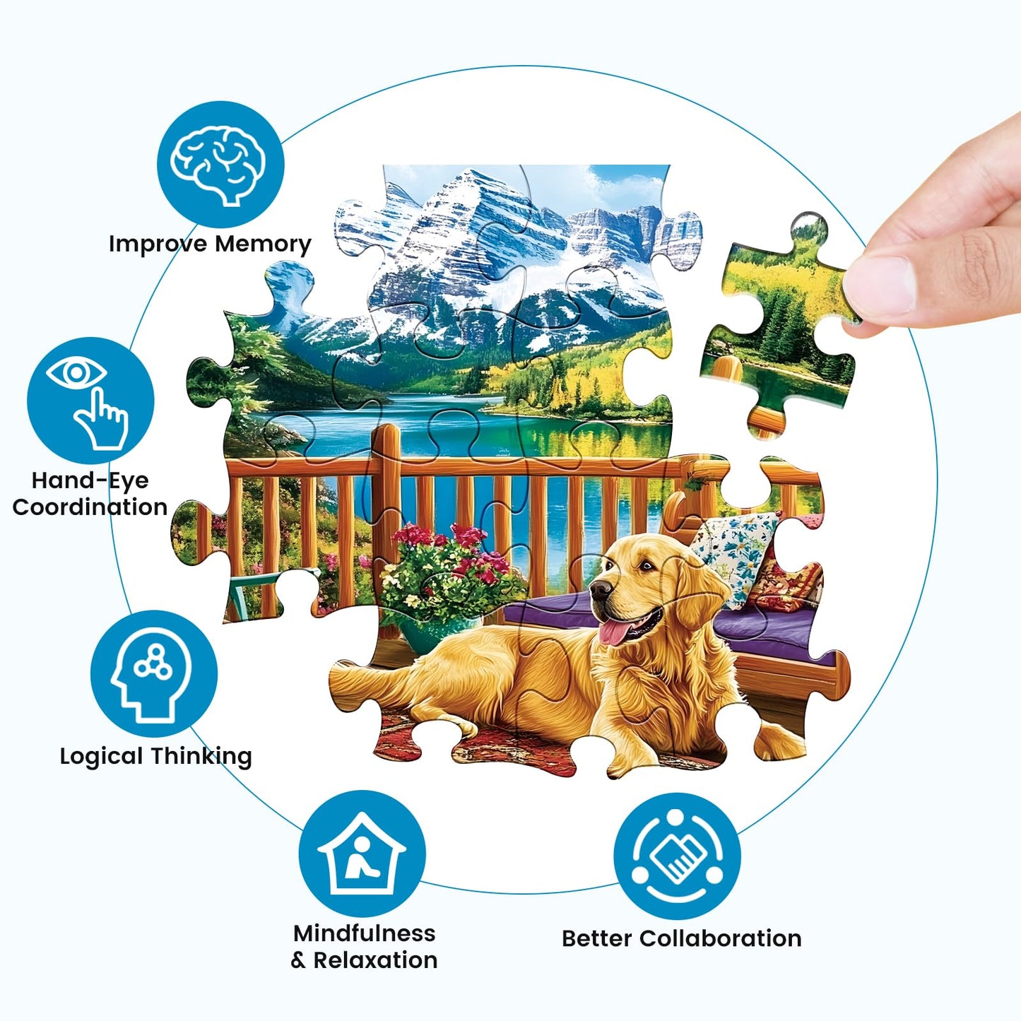 Puzzles for mature-themeds 500 Pieces Jigsaw Puzzles 500 Pieces Dog Mountain Jigsaw Puzzle mature-themed Puzzles Recycled Cardboard Puzzle Game Family Activity Nights Birthday Gift Toy 20.5x15inch