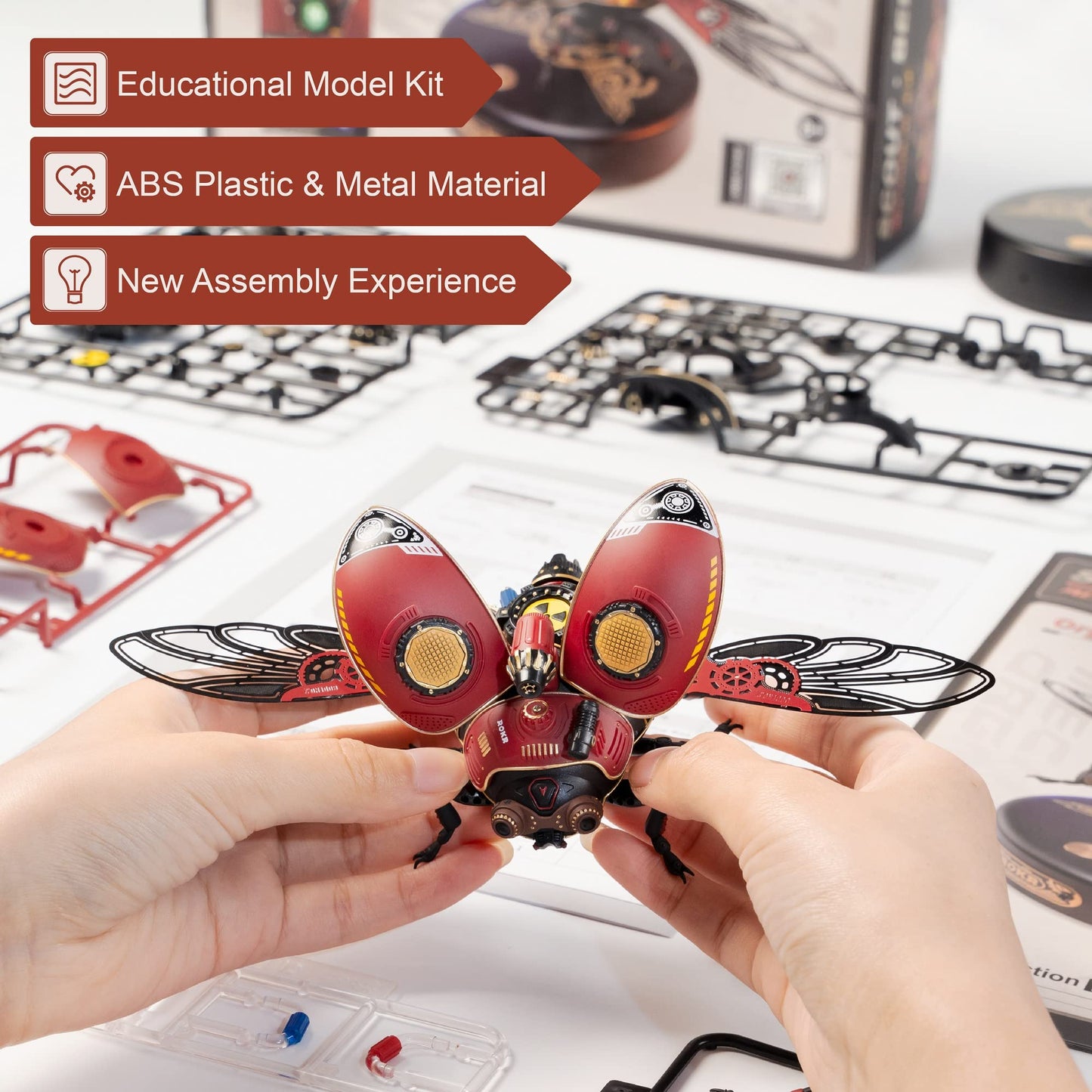 Rokr Mechanical Puzzles Scout Beetle, 3D Metal Model Kits For Adults To Build, Stem Toys Building Sets For Teens, Halloween/Christmas/Birthday Gifts For Boys Ages 14+ (Scout Beetle)