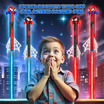 Spider Rocket Launcher For Kids, 4 Spider Rockets With Web Air Pump, Stomping Launch Up Toys, Indoor/Outdoor Spider Toys Gifts F