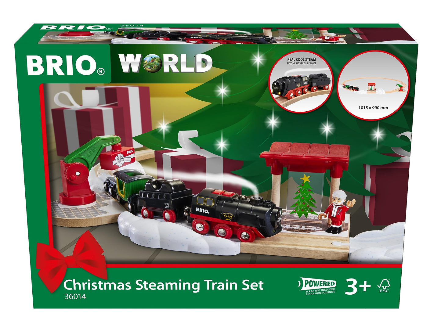 Brio World – 36014 Christmas Steaming Train Set | 27-Piece Kid-Friendly Set | Age 3+ Compatible | Fsc-Certified Beech Wood | Complements All Brio Railway Sets & Accessories | Multicolor