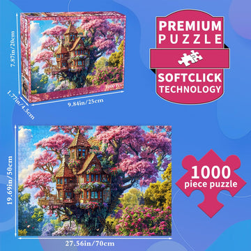 Jigsaw Puzzles for mature-themeds 1000 Piece Puzzle for mature-themeds 1000 Pieces Puzzle 1000 Pieces-Whimsical Tree House and Flowers