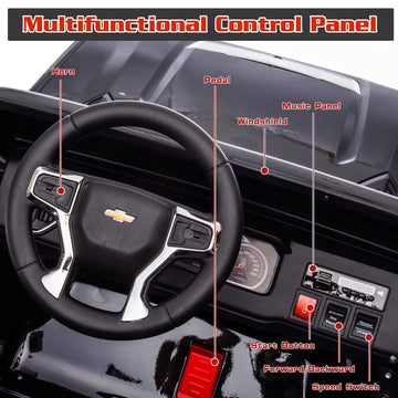 Luibas 24V Ride On Toy, 2 Seater Licensed Chevrolet Silverado Hd With Remote Control, Battery Powered Kids Electric Ride On Truc