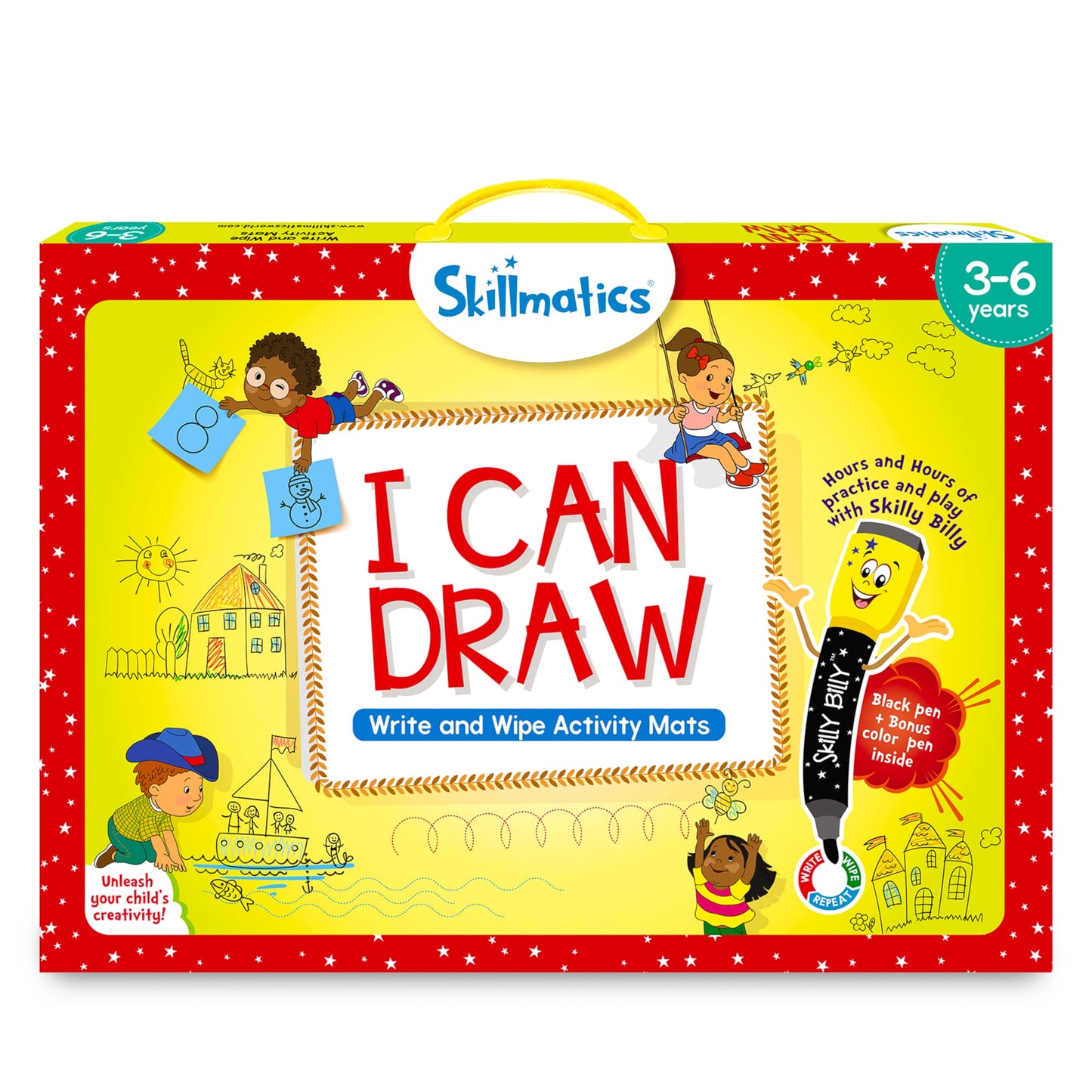 Skillmatics Educational Game - I Can Draw, Reusable Activity Mats With 2 Dry Erase Markers, Gifts For Ages 3 To 6