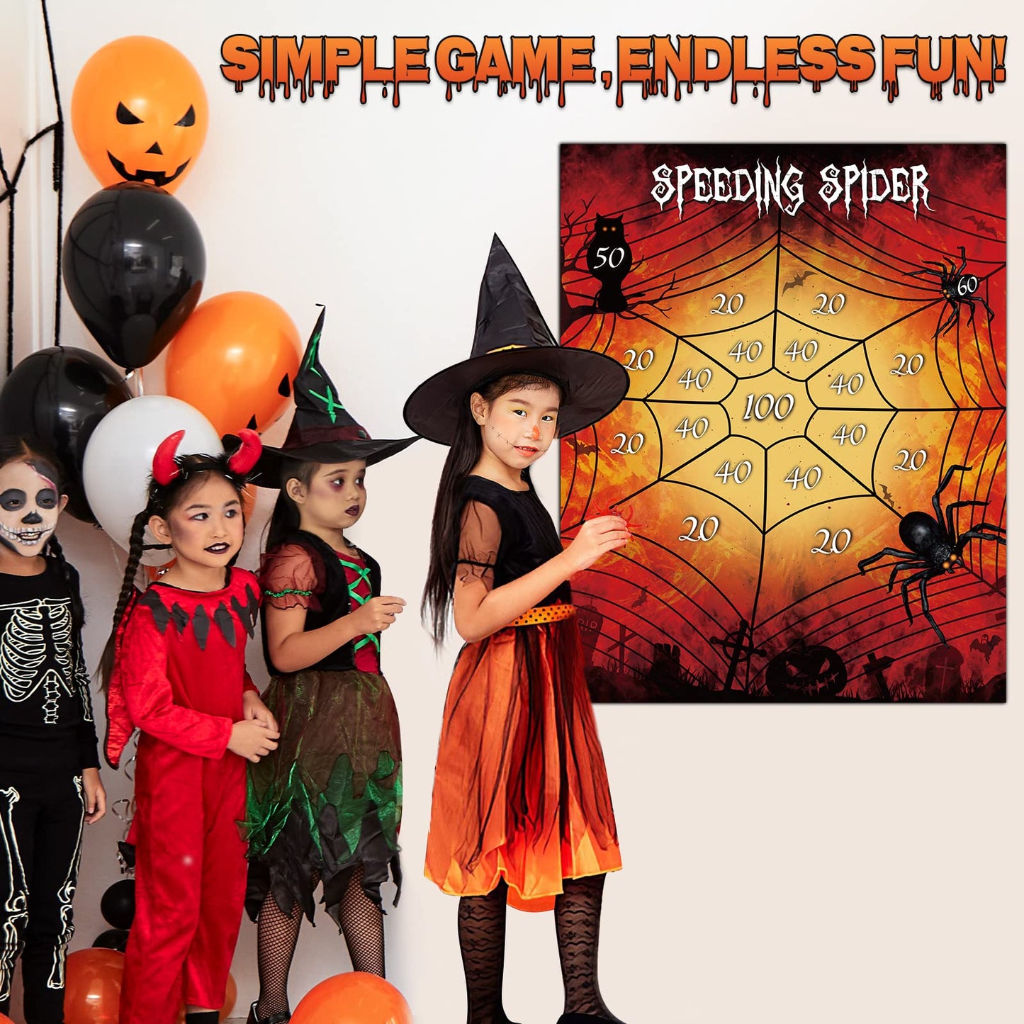 Astaron Halloween Party Supplies Throw The Spider On The Web Halloween Party Games With 2 Sticky Spiders Larger Halloween Poster Birthday Party Games
