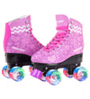 Skate Gear Extra Support Quad Roller Skates For Kids And Adults (Graphic Purple W Led, Youth 2)