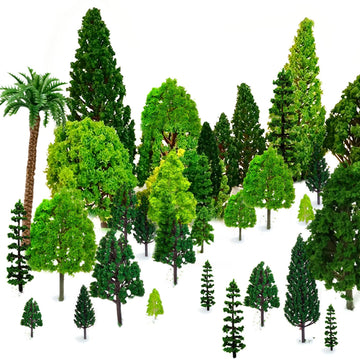 29pcs Mixed Model Trees 1.5-6 inch(4-16 cm), OrgMemory Ho Scale Bushes, Diorama Supplies, Plastic Trees for Projects, Model Trai