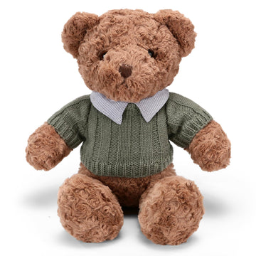 Riuhot Plush Teddy Bear With Shirt, Soft Stuffed Plushie Toys Gifts For Girlfriend Boyfriend Kid, 19.7 Brown Teddy Bear