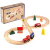MBGBrybelly Figure 8 Railway Set - 28-Piece Wooden Train Track, Compatible with Major Brands, Includes Town Pieces & Train Cars, Wood