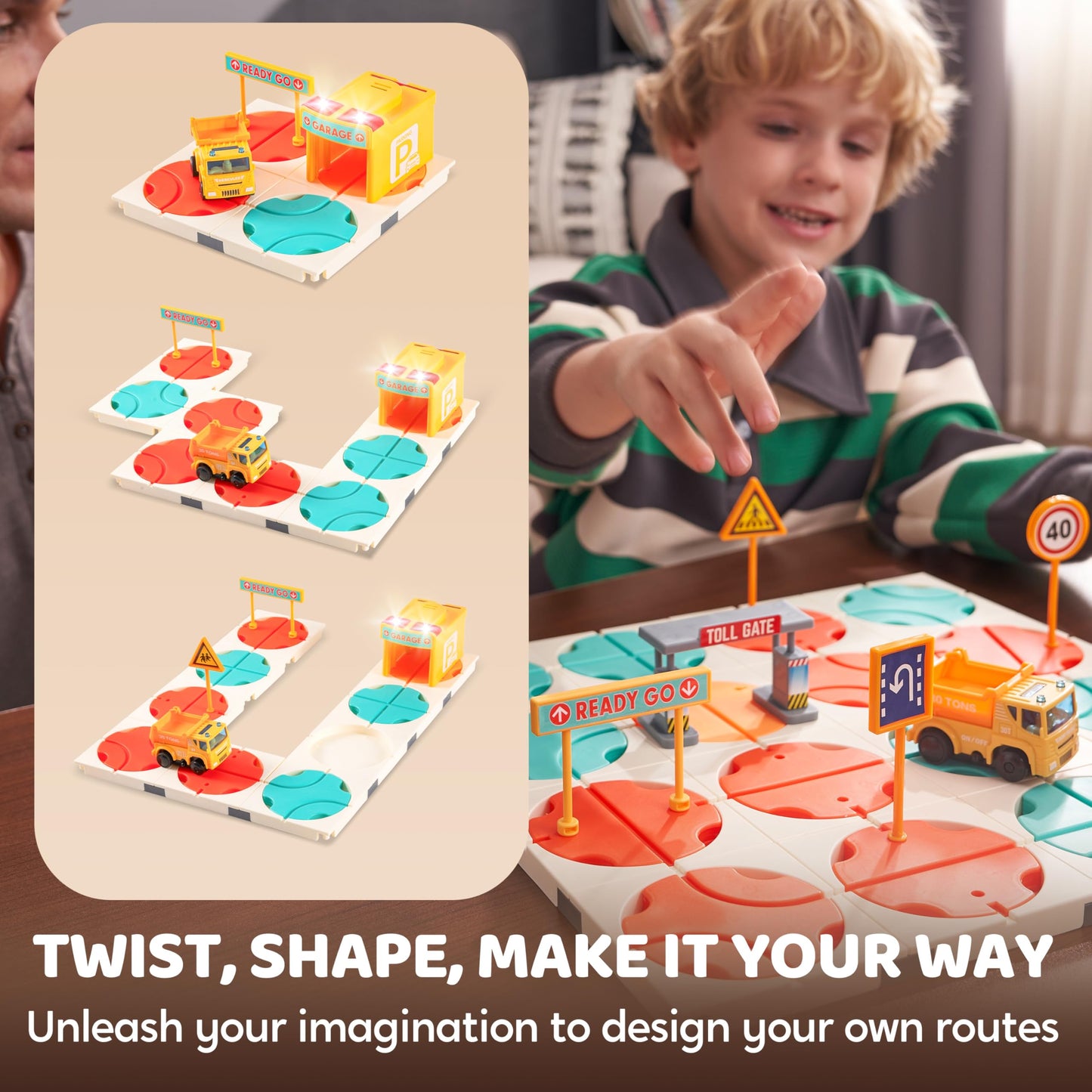 Syncfun Kids Toy Stem Board Games, Montessori Construction Puzzle, Logic Road Builder, Ideal Birthday Party Gift For Boys & Girl