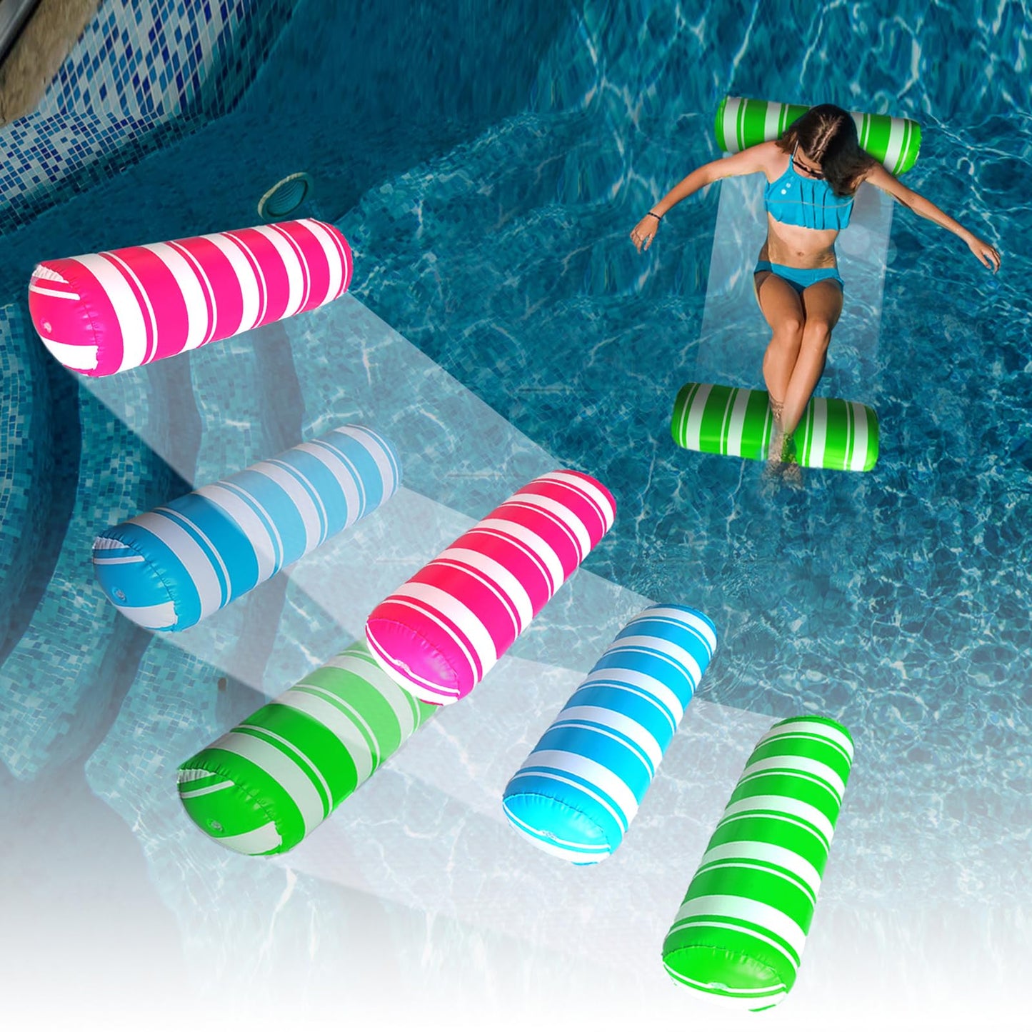 3 Pack Water Swimming Pool Floats Hammock,Pool Float Lounger,Water Hammock Lounger, Swimming Floating Bed Hammock,Comfortable In