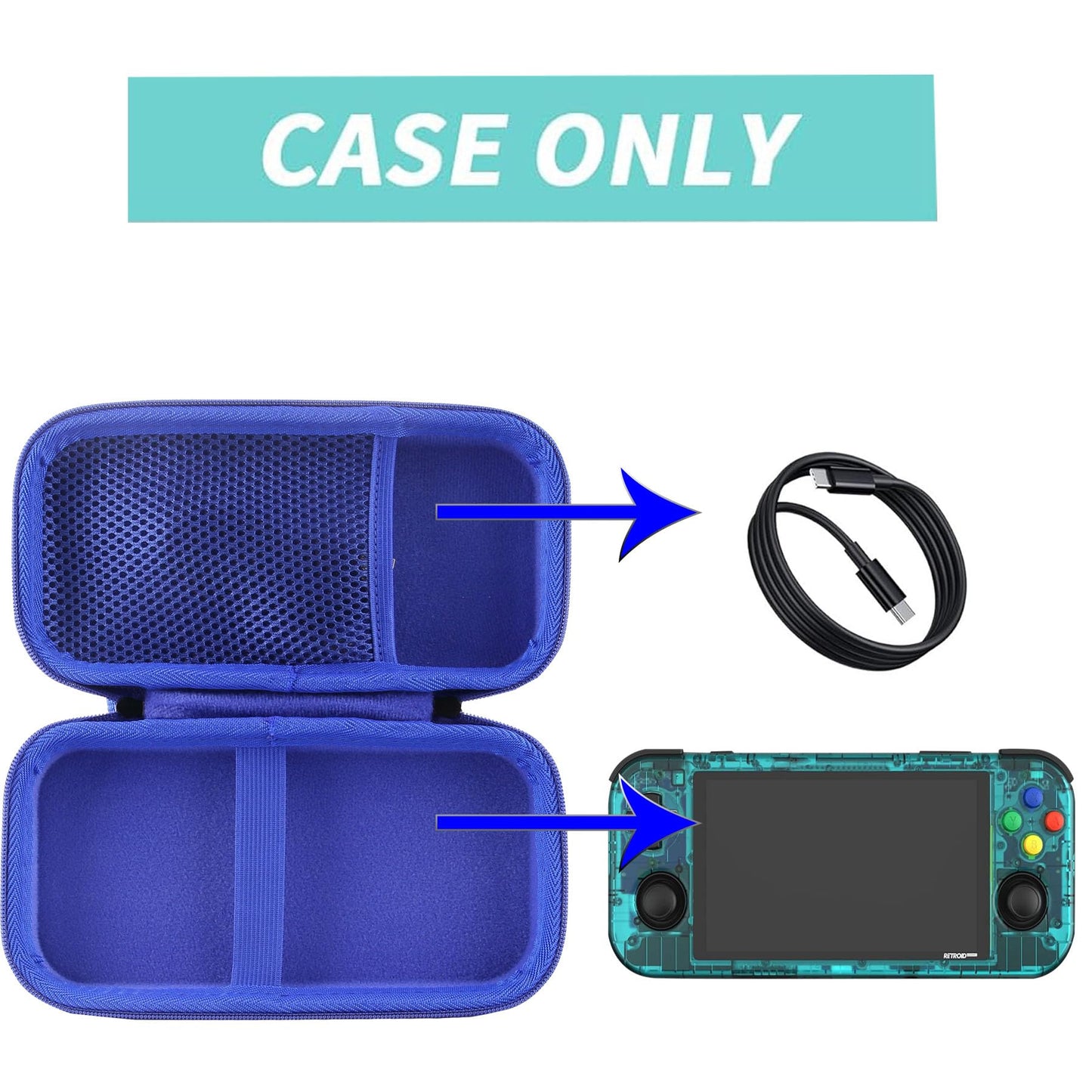 Werjia Hard Carrying Case Compatible With Retroid Pocket 4/4Pro/Pocket 3/3 Plus Retro Game Handheld Console (For Retroid Pocket 3 Blue)