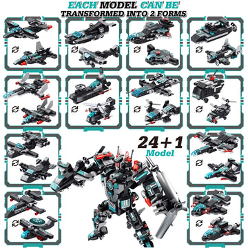 LUKAT Robot Building Toys for Boys Age 6 7 8 9 10 11 Year Old, 577 PCS STEM Toy Kit, 25-in-1 Building Bricks Educational Constru