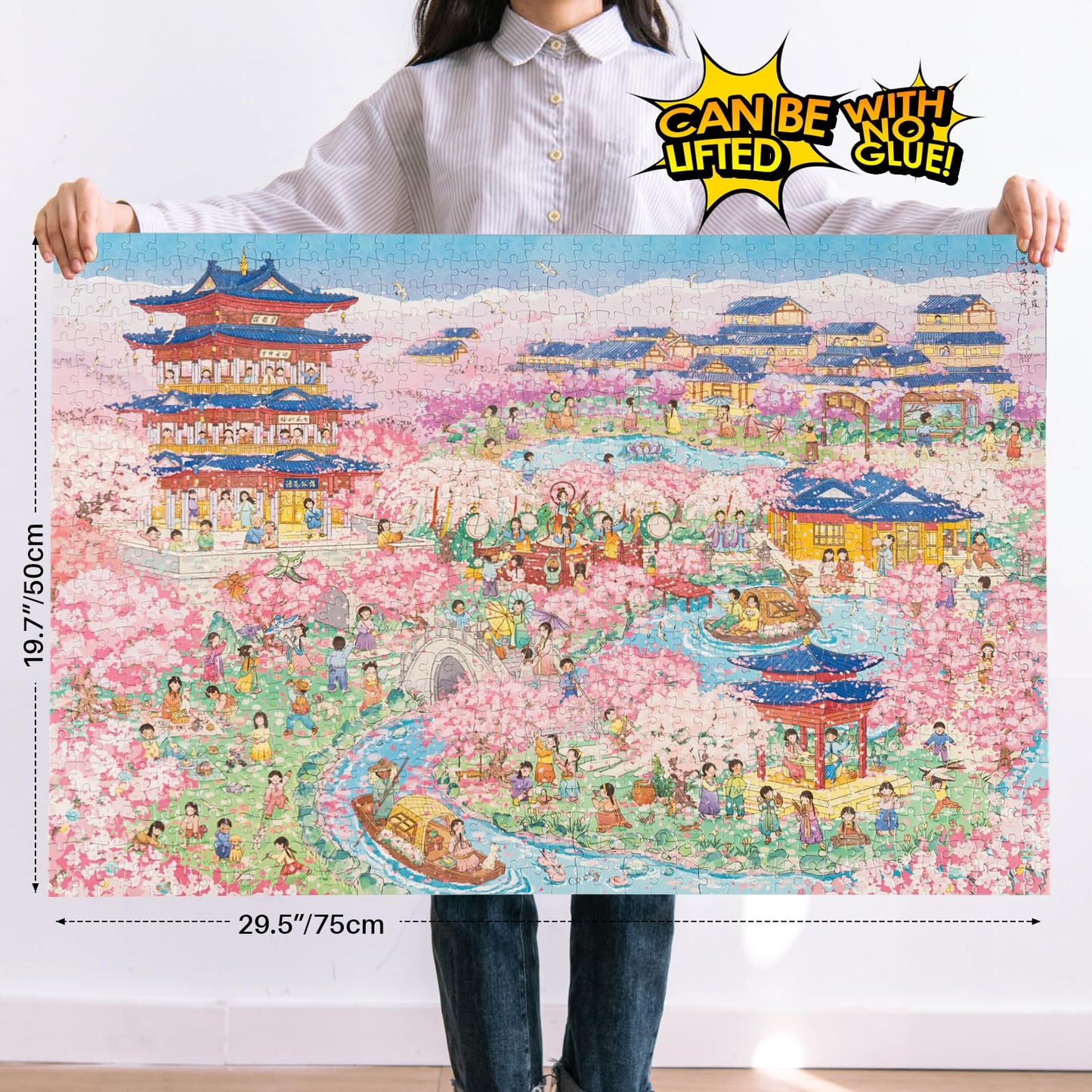 MOMIBOOK Puzzles for Adults 1000 Piece Jigsaw Puzzles of Cherry Blossom Dream, Painting Image Difficult Challenging Hard Impossi