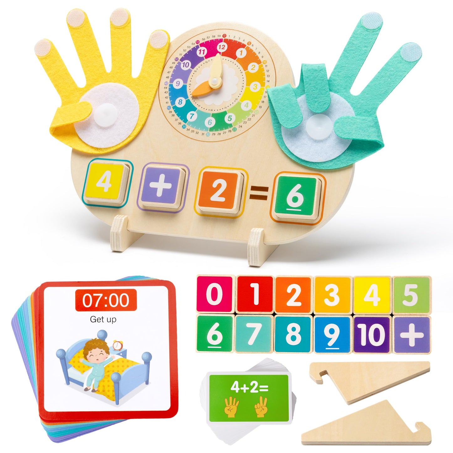 QEF Montessori Toys for 3 4 5 Year, Educational Math Manipulatives Number Counting Blocks for Kids, Preschool Learning Toys for
