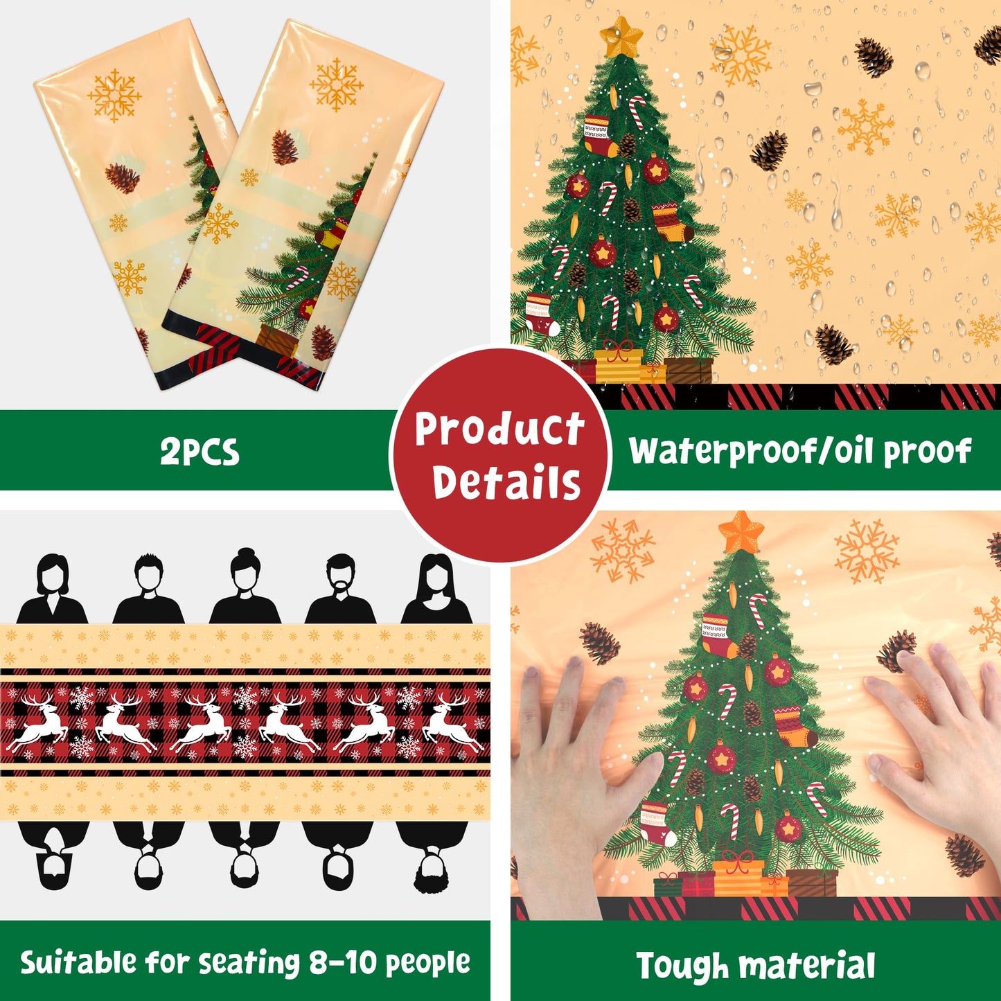 Ohome Christmas Decorations - Christmas Decorations Indoor Outdoor - Disposable Plastic Christmas Tablecloth | Christmas Party D
