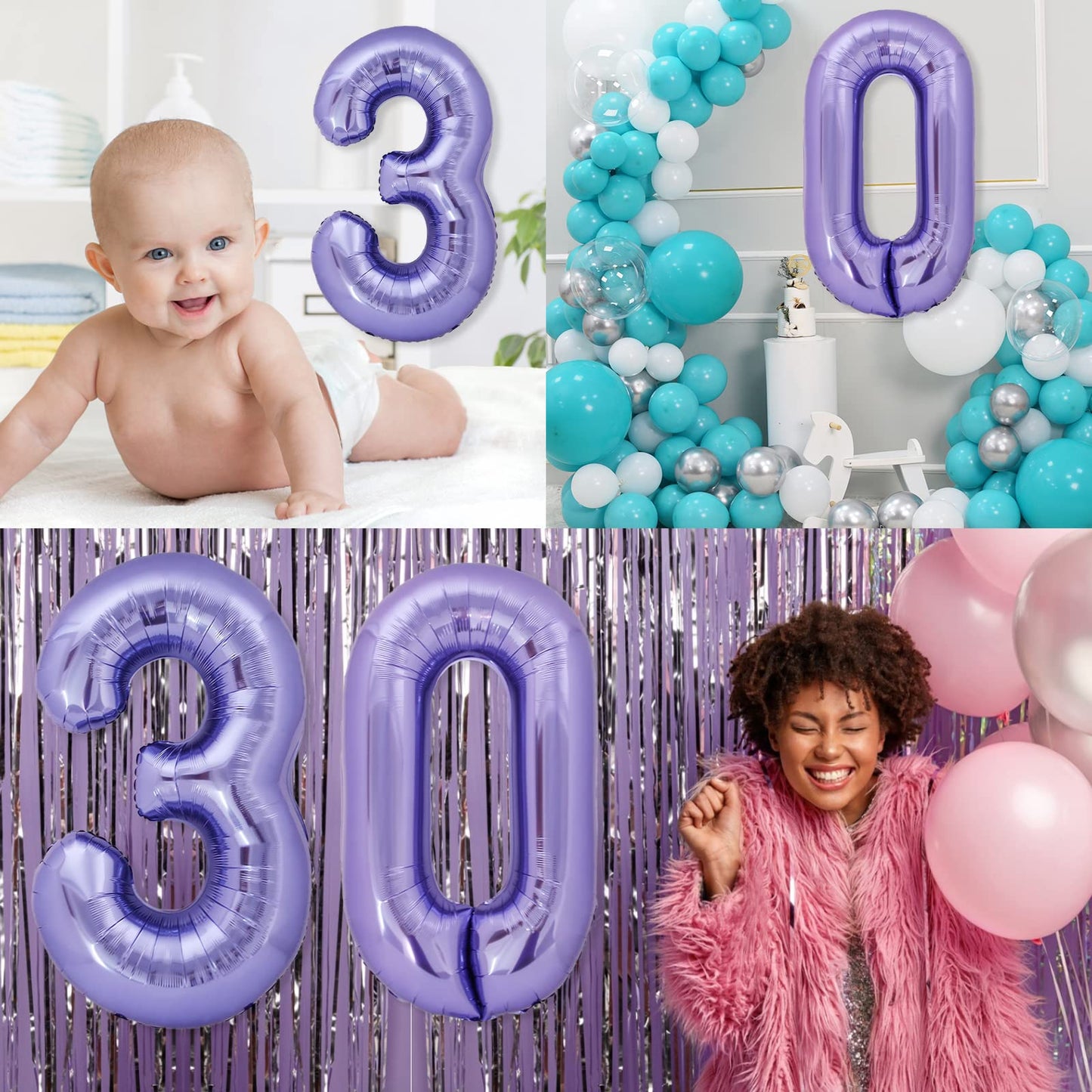 40 Inch Giant Purple Number 20 Balloon, Helium Mylar Foil Number Balloons For Birthday Party, 20Th Birthday Decorations For Kids